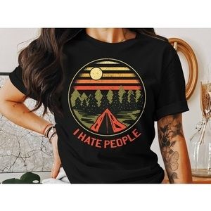 Funny Introvert Shirt, I Hate People Graphic Shirt, Camping Humor T-Shirt